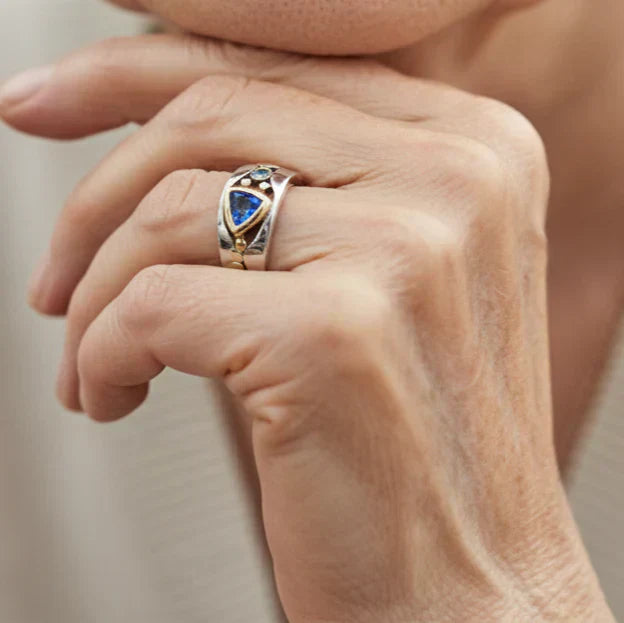 Anillo vintage azul