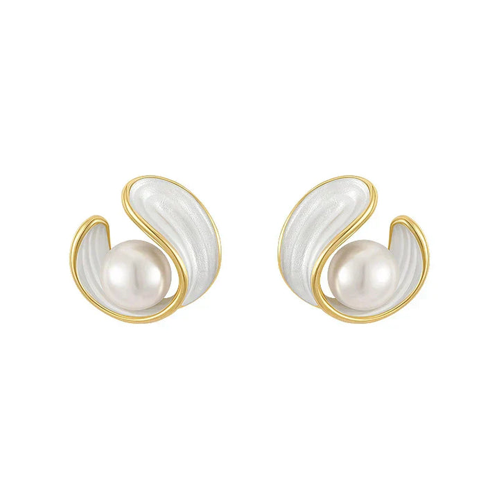Pendientes de lujo con ópalo blanco y perlas color oro