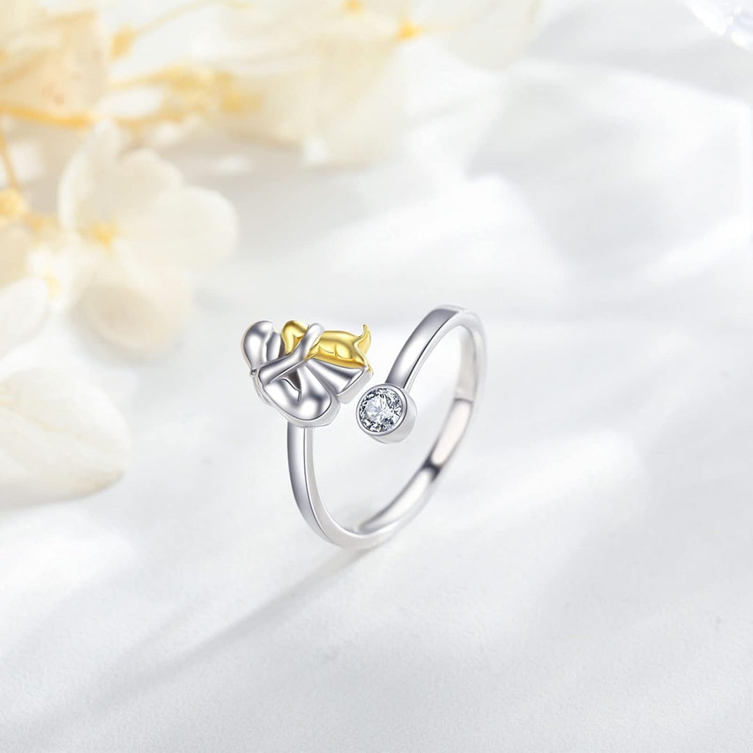 Anillo ajustable de plata de ley 925 con circonita - Artesanal