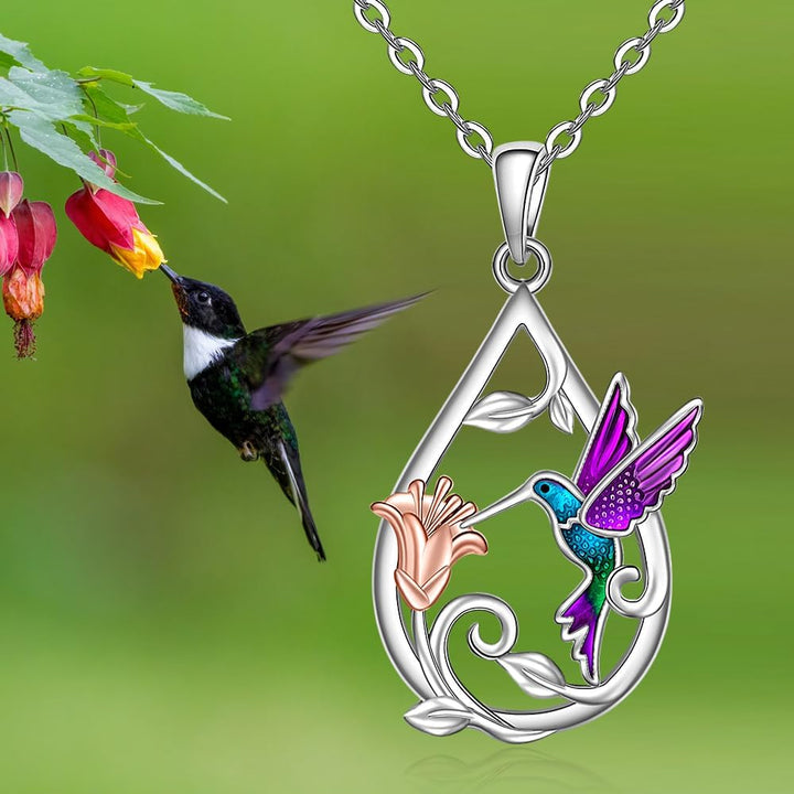 Espléndido collar con colibrí para mujer, con pendientes a juego