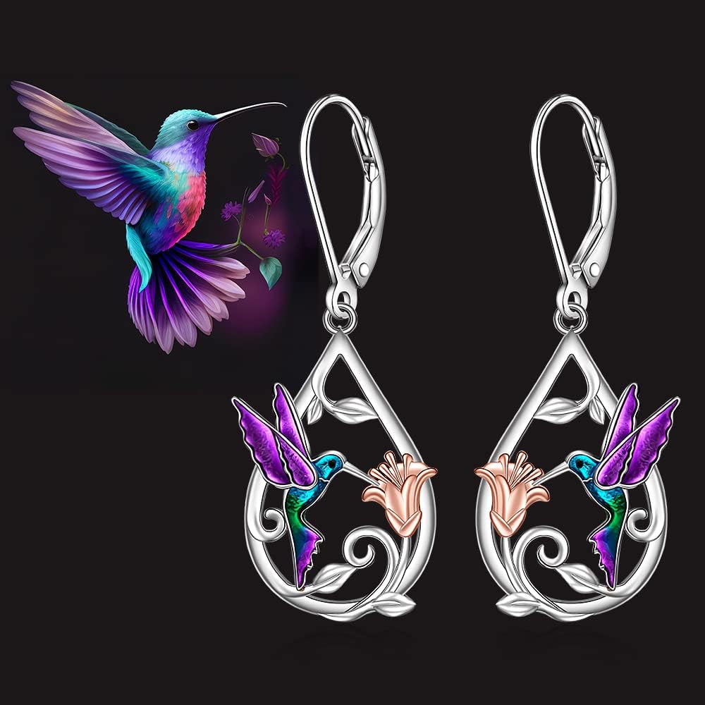 Espléndido collar con colibrí para mujer, con pendientes a juego