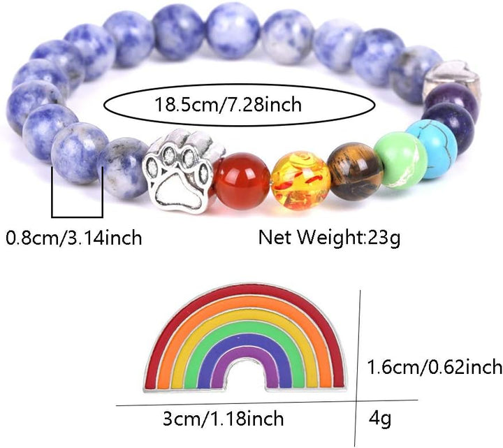 Pulsera recuerdo del Puente del Arcoíris - Set de 7 cuentas de los chakras