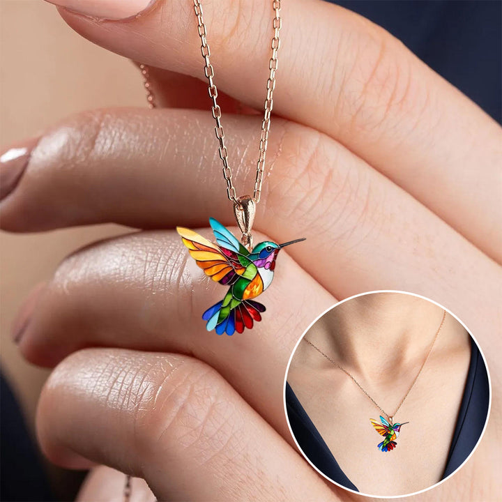 Espléndido collar con colibrí + pendientes de regalo