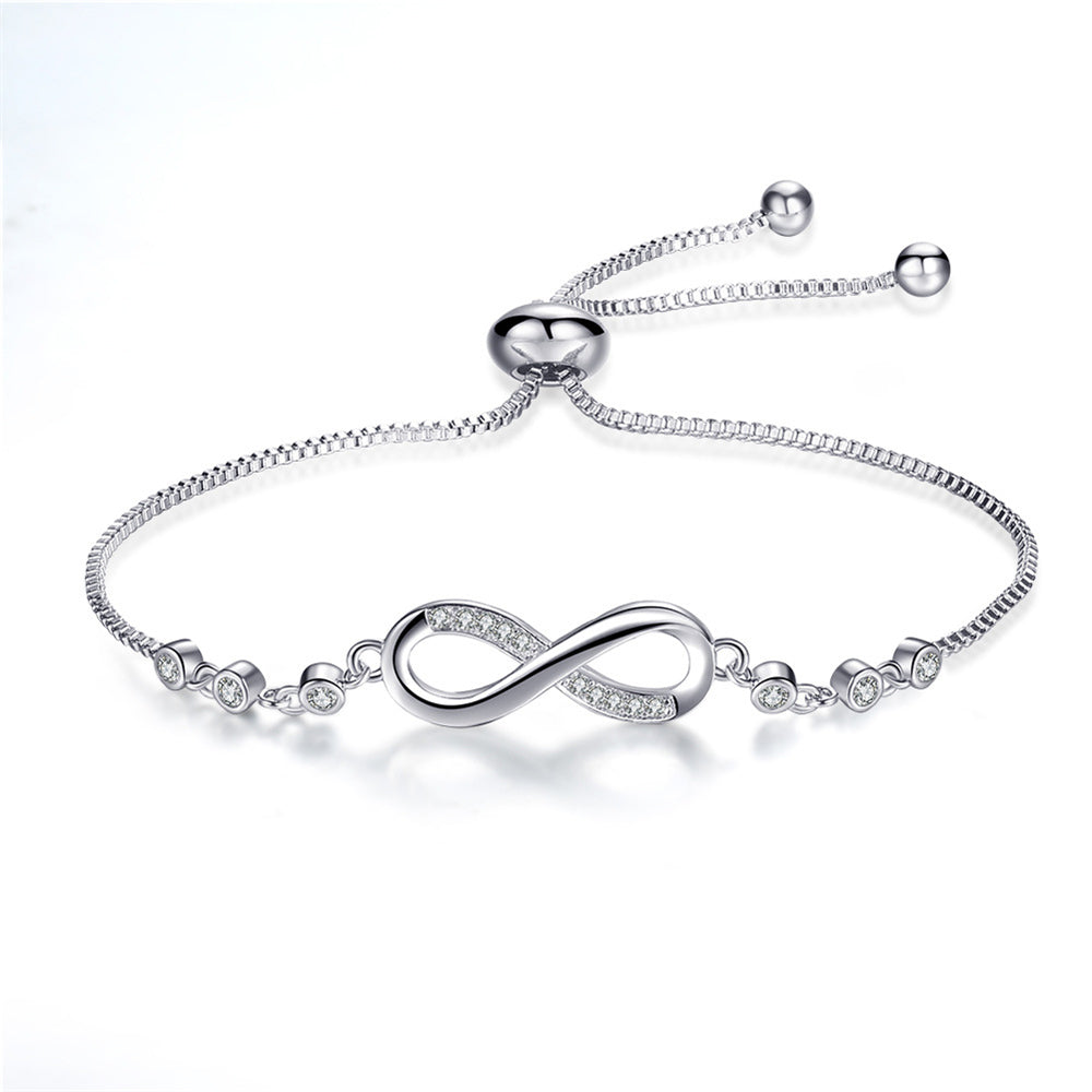 Pulsera de plata ajustable con motivo infinito