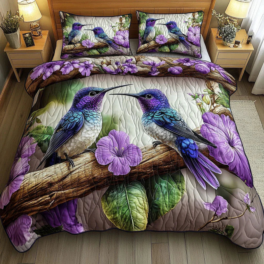 Juego de ropa de cama acolchada de 3 piezas - Santuario de Aves