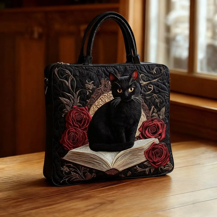 Bolso artesanal acolchado - Gato Negro sobre los Libros