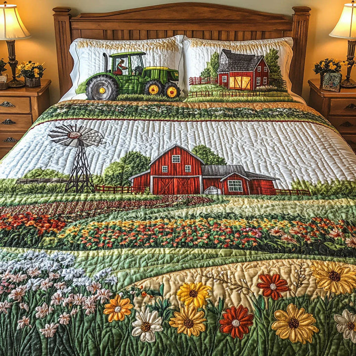 Juego de ropa de cama acolchada de 3 piezas - Granja Feliz