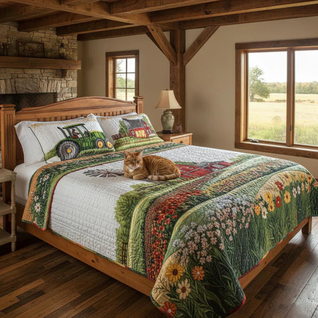 Juego de ropa de cama acolchada de 3 piezas - Granja Feliz