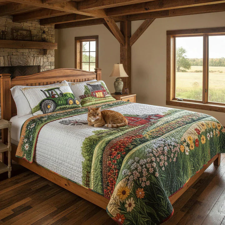 Juego de ropa de cama acolchada de 3 piezas - Granja Feliz