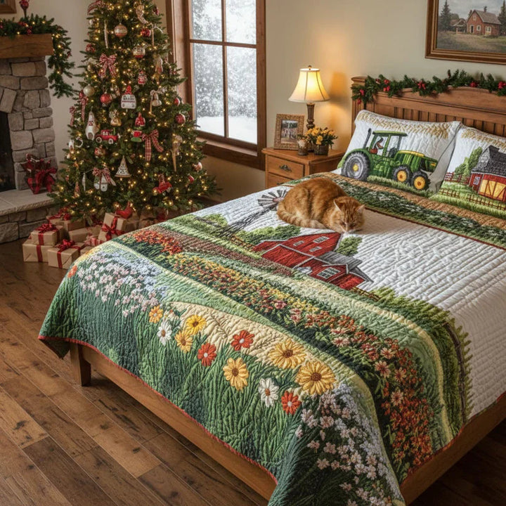 Juego de ropa de cama acolchada de 3 piezas - Granja Feliz