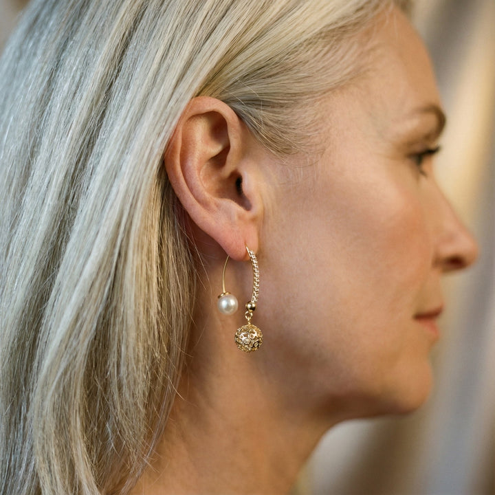 Gotas vintage de oro y perla - Pendientes