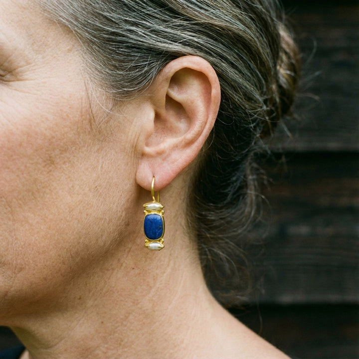 Pendientes vintage azul y oro