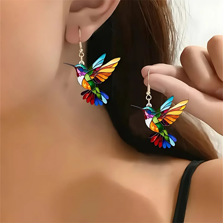 Espléndido collar con colibrí + pendientes de regalo