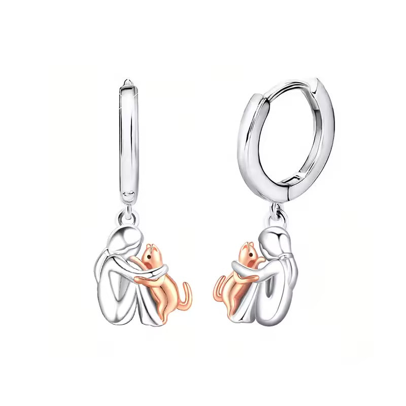 Collar colgante de gato con pendientes a juego