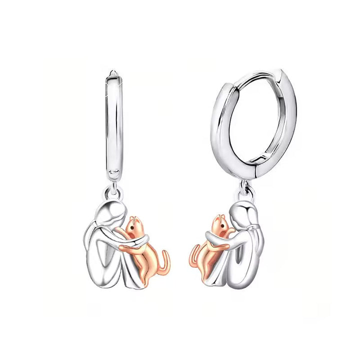 Collar colgante de gato con pendientes a juego