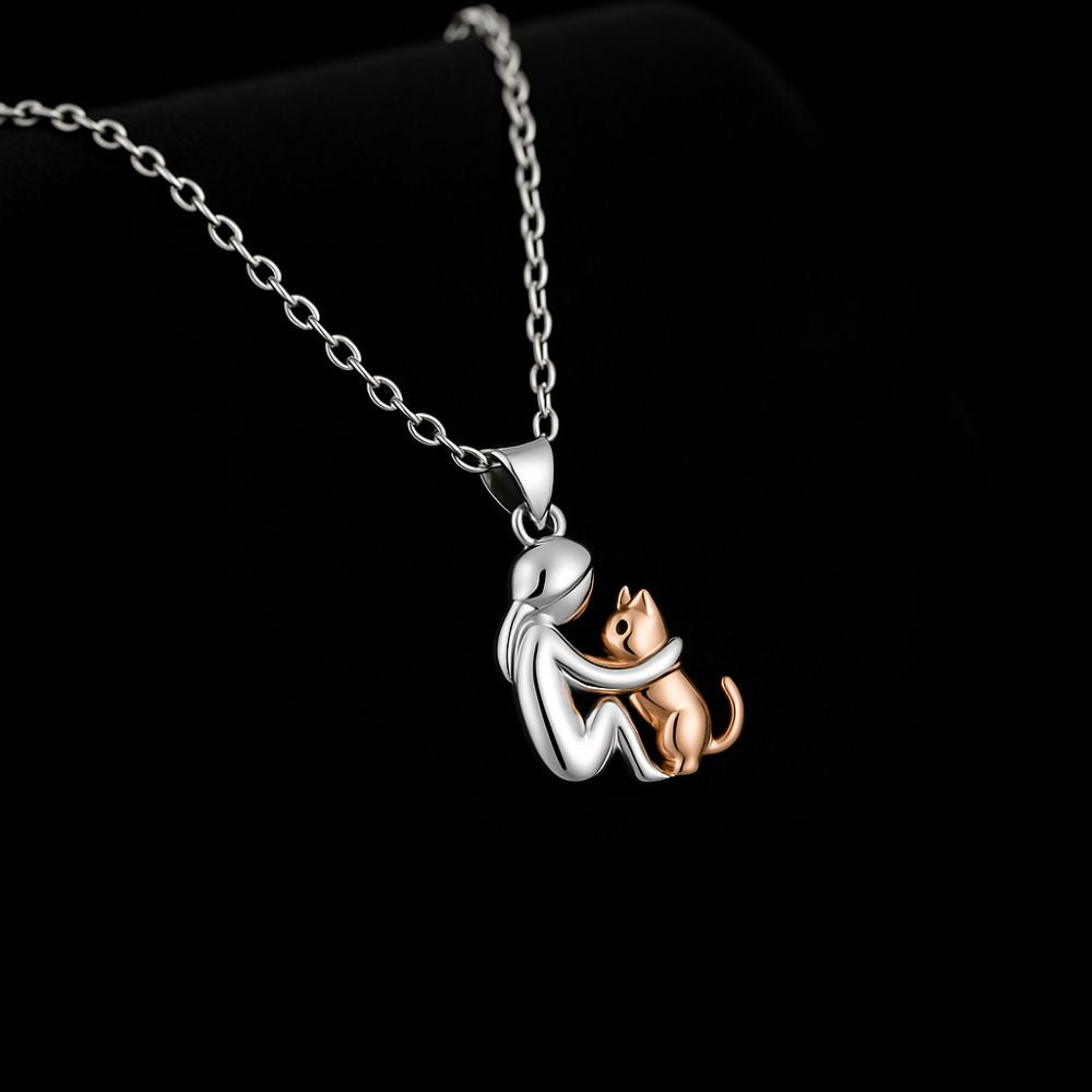 Collar colgante de gato con pendientes a juego