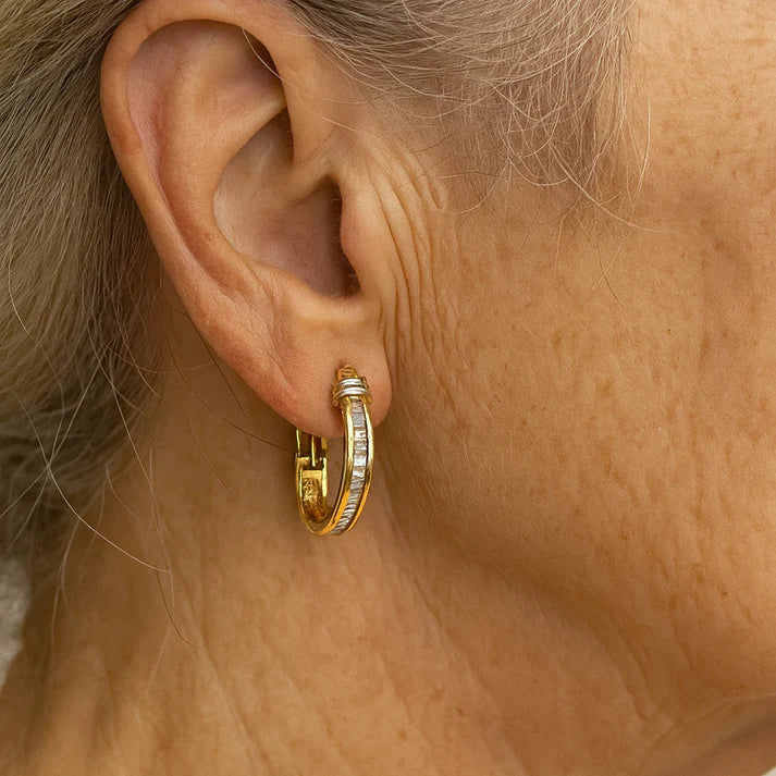 Pendientes vintage de oro con diamantes