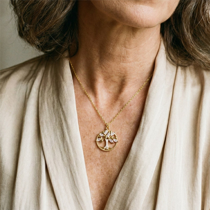 Collar de oro Árbol de la Vida con circonita
