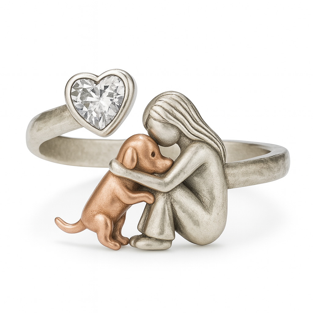 Collar para perros de plata de ley 925 - Artesanal con circonita en corazón y ajuste regulable