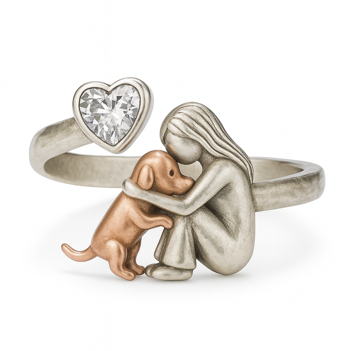 Collar para perros de plata de ley 925 - Artesanal con circonita en corazón y ajuste regulable