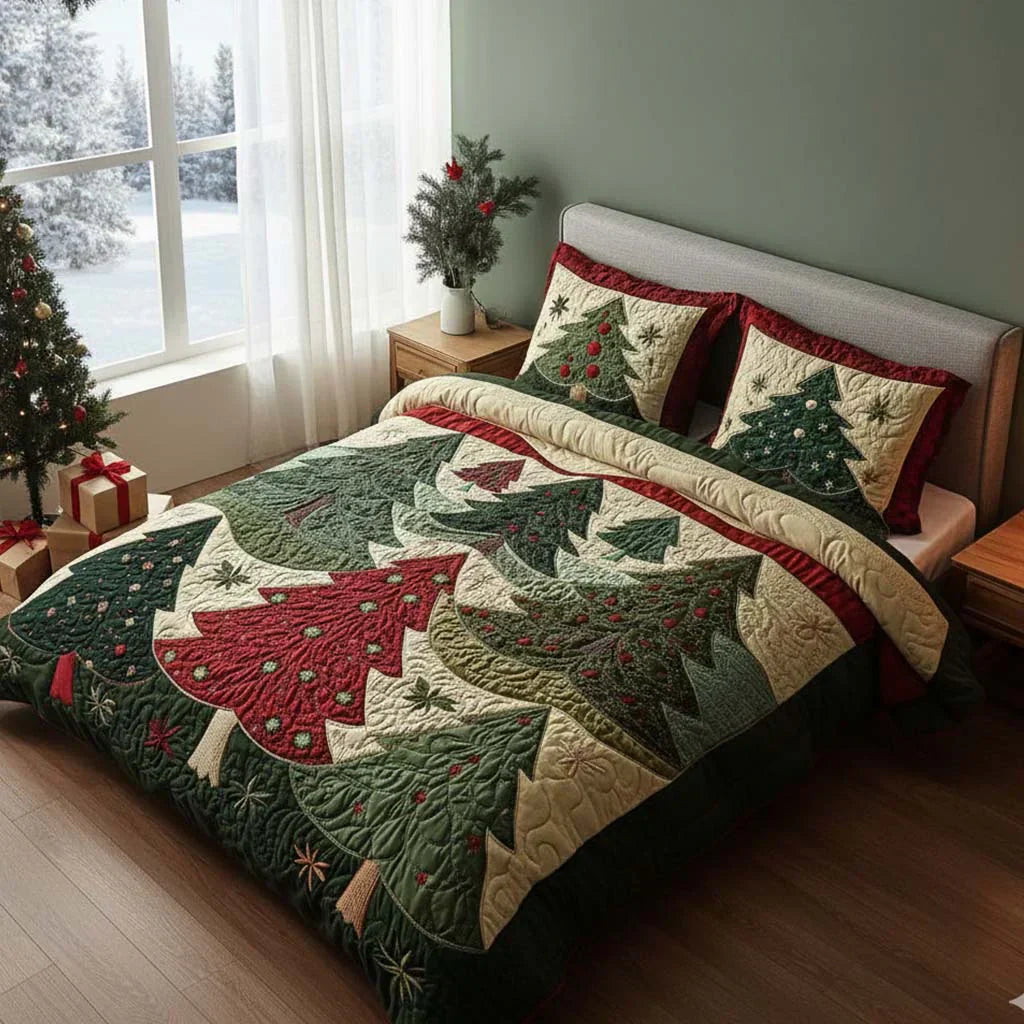 Juego de ropa de cama acolchada de 3 piezas - Bosque de la Alegría