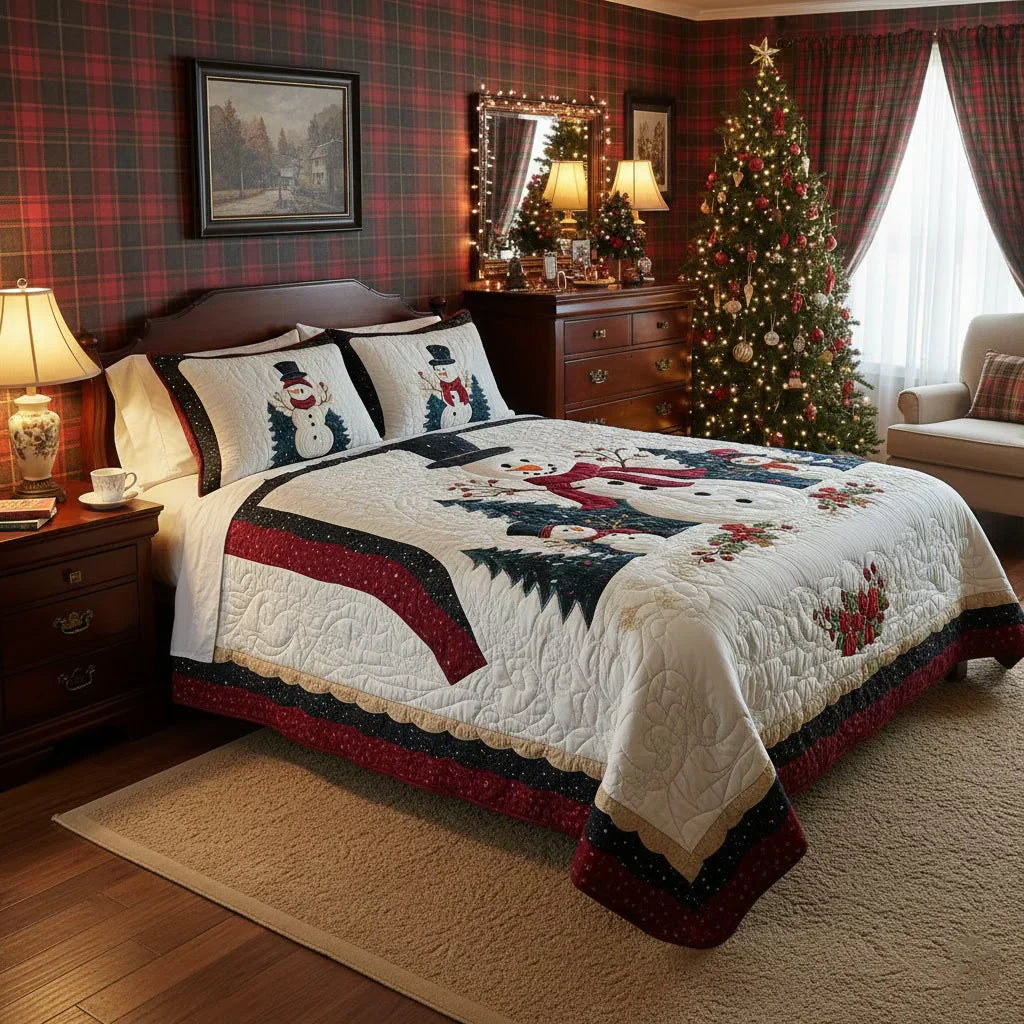 Juego de ropa de cama acolchada de 3 piezas - Amigos de la Nieve