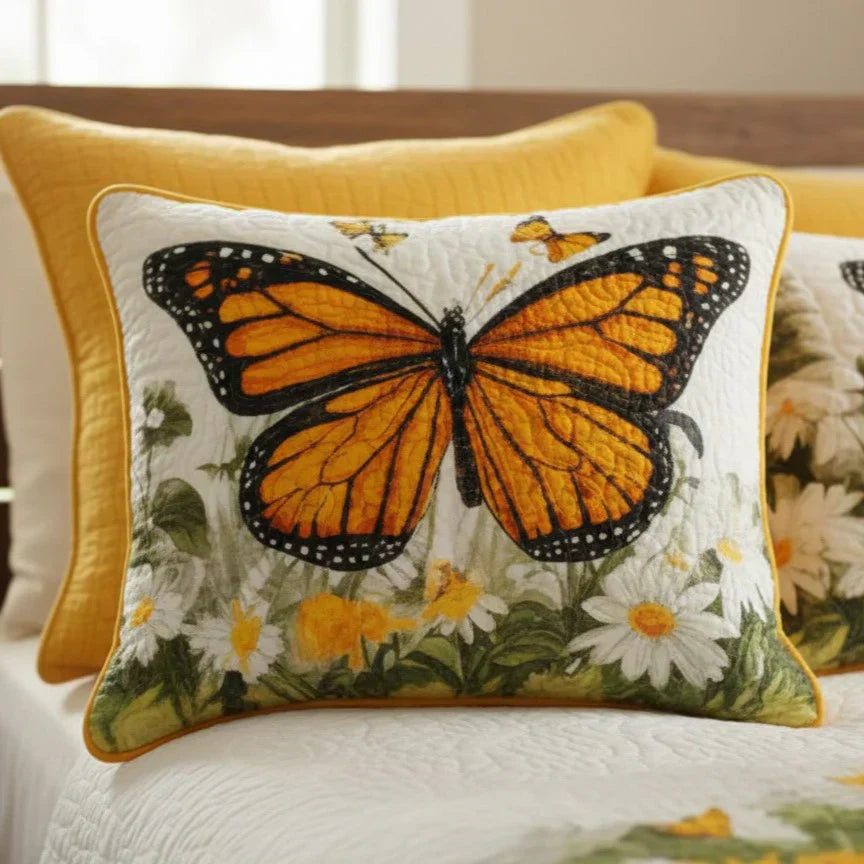 Funda de cojín acolchada - Prado de la Mariposa Monarca