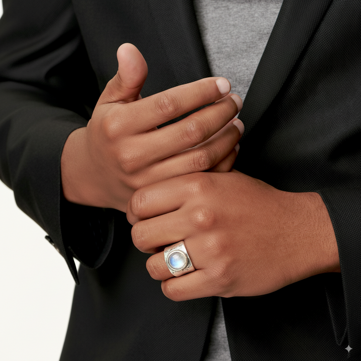 Anillo bohemio con piedra de luna