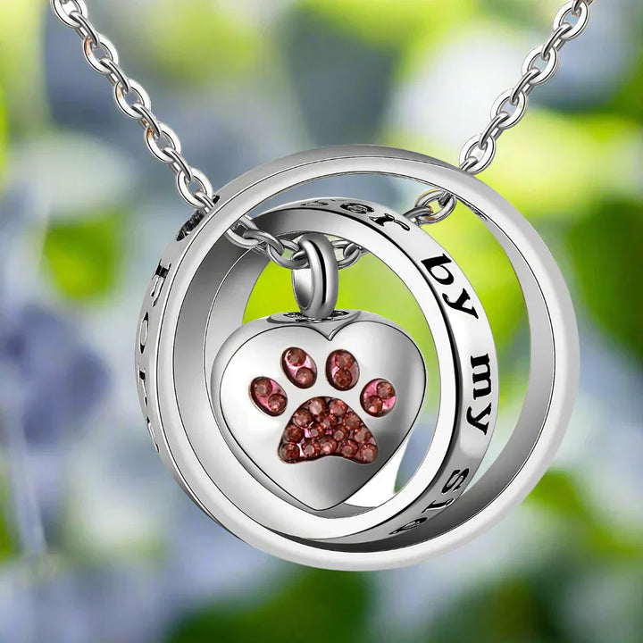 Collar urna de acero inoxidable con cierres - 'Ya no a mi lado, por siempre en mi corazón'
