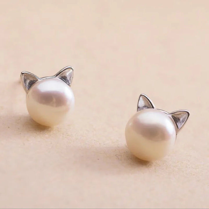 Pendientes de plata de ley con perla ojo de gato