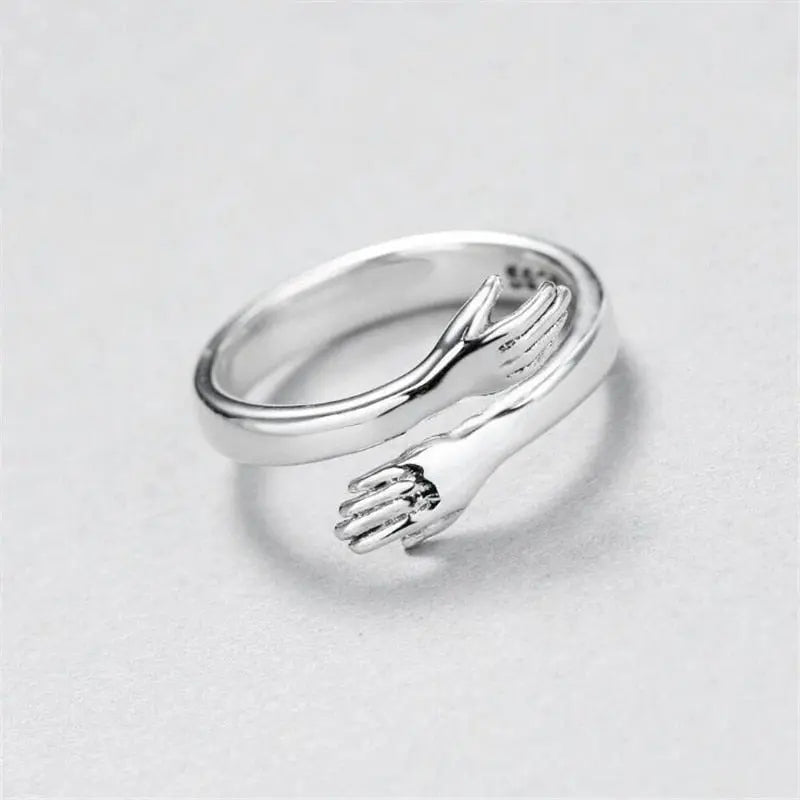 Anillo ajustable de plata estilo Abrazo