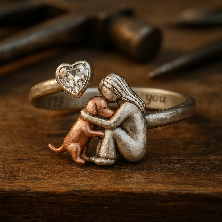Collar para perros de plata de ley 925 - Artesanal con circonita en corazón y ajuste regulable