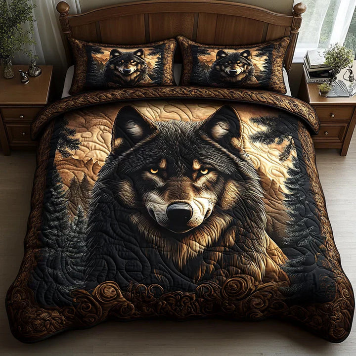Juego de ropa de cama acolchada de 3 piezas - Animales del Bosque