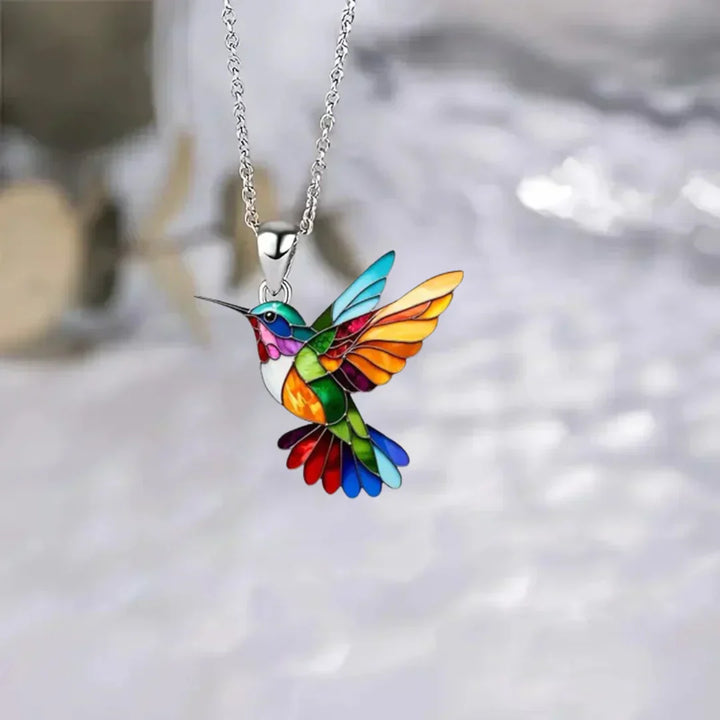 Espléndido collar con colibrí + pendientes de regalo
