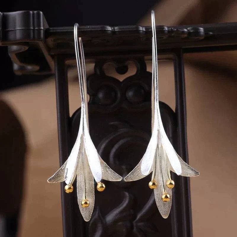 Pendientes de plata florales