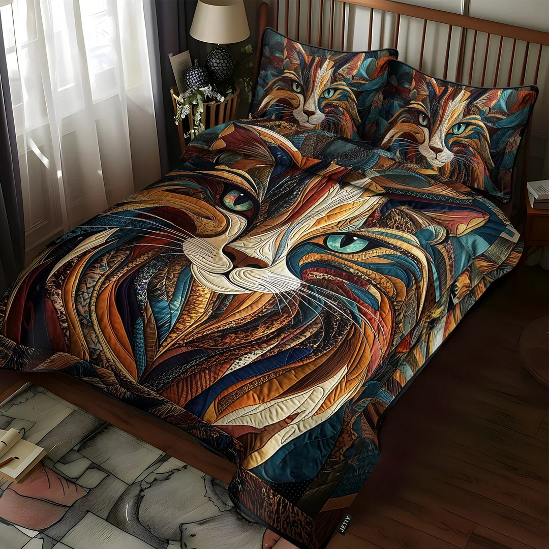 Juego de ropa de cama acolchada de 3 piezas - Ronroneos Suaves