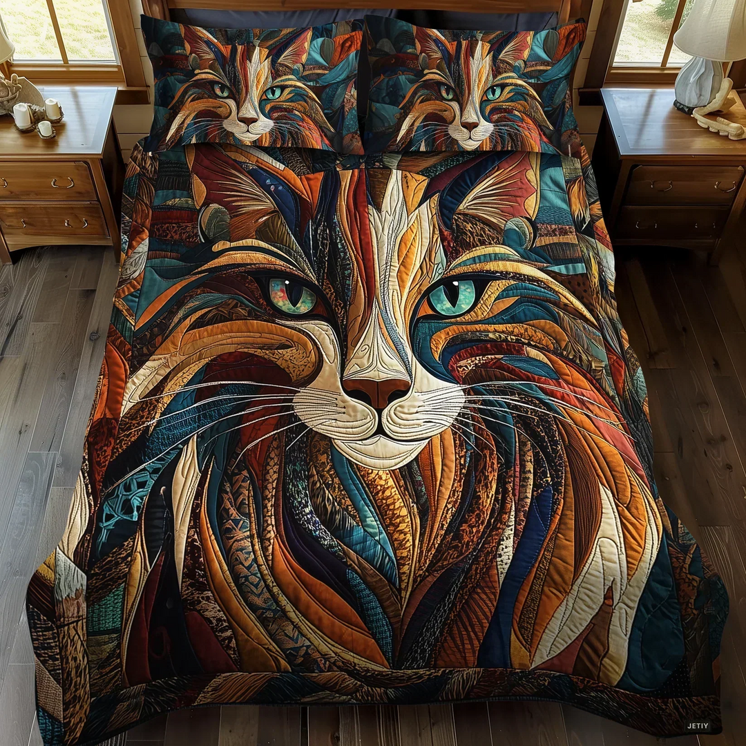 Juego de ropa de cama acolchada de 3 piezas - Ronroneos Suaves