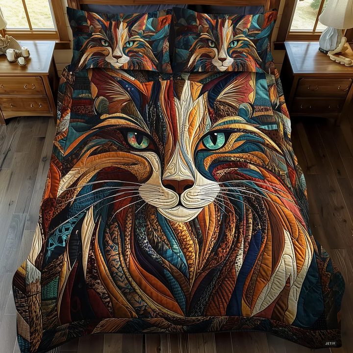Juego de ropa de cama acolchada de 3 piezas - Ronroneos Suaves