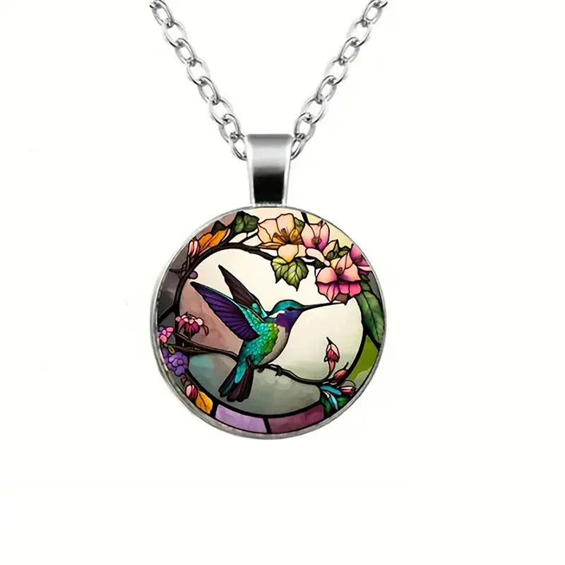 Colgante colibrí con cúpula de vidrio