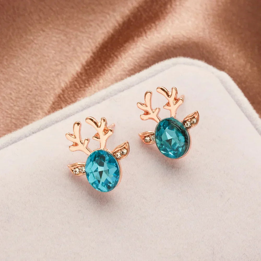 Pendientes festivos de cristal en forma de reno