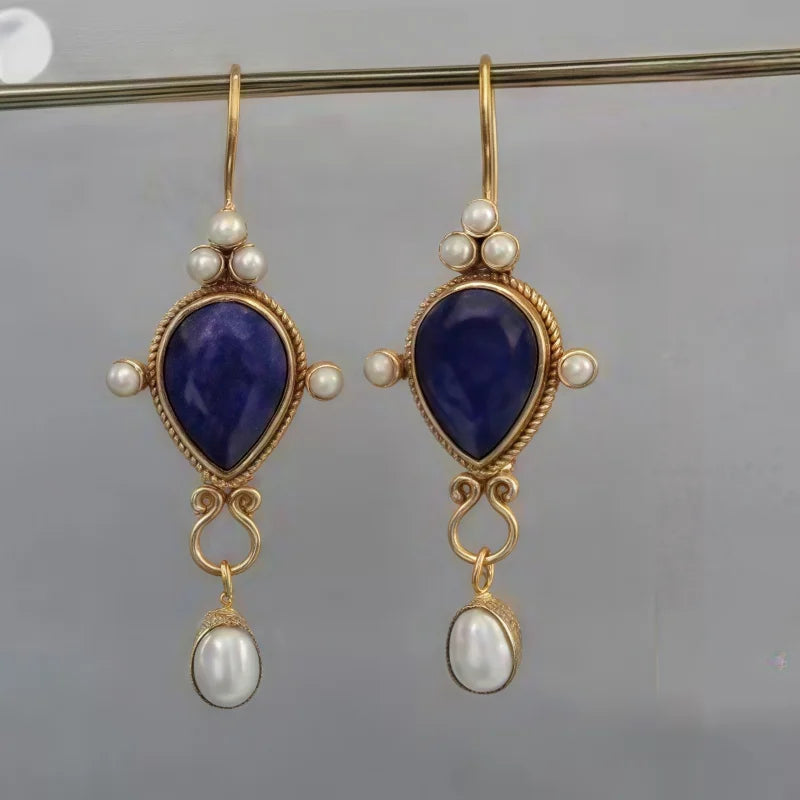 Pendientes vintage de rubí y perla