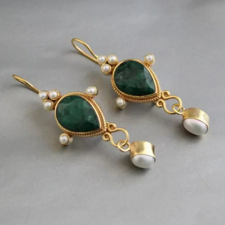 Pendientes vintage de rubí y perla