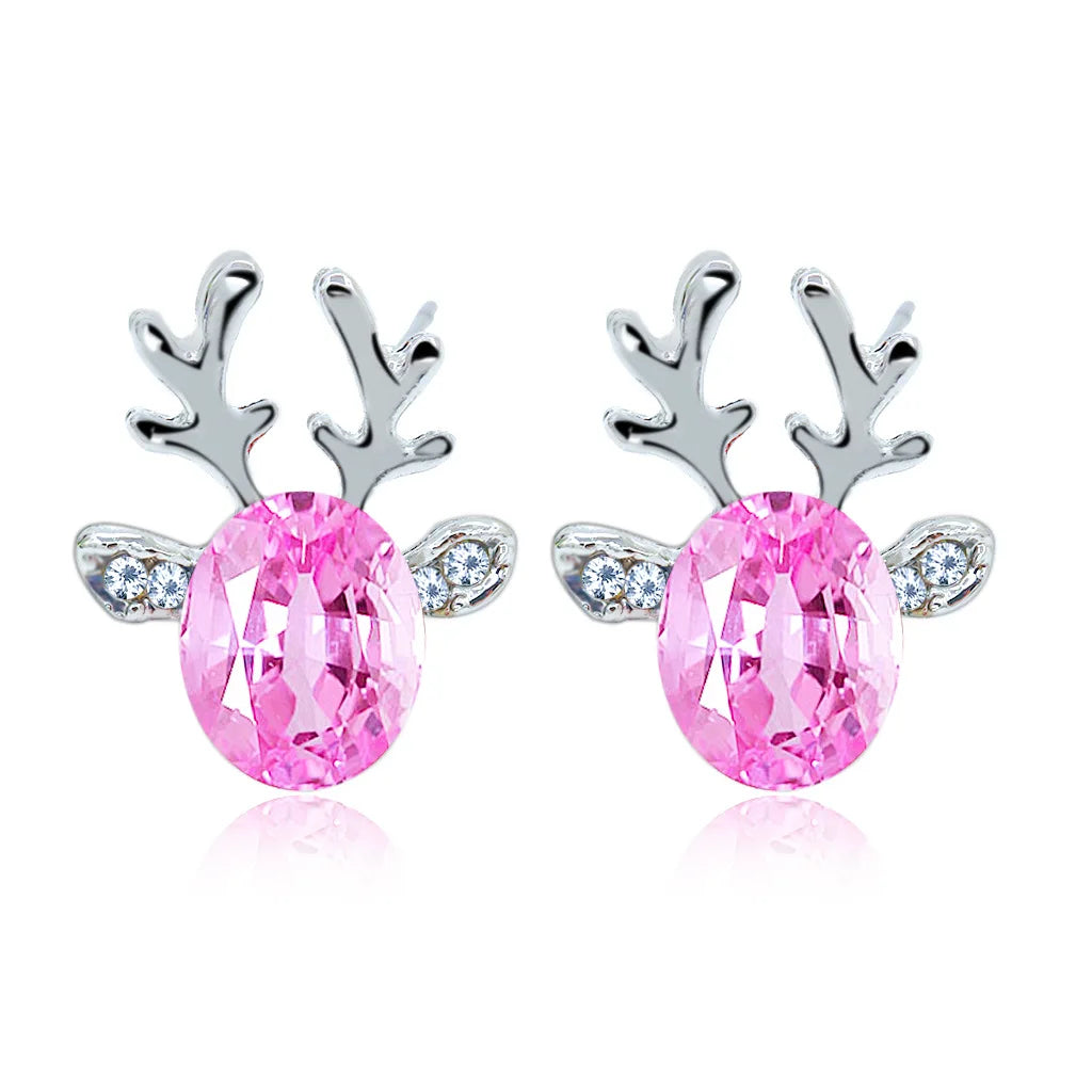 Pendientes festivos de cristal en forma de reno
