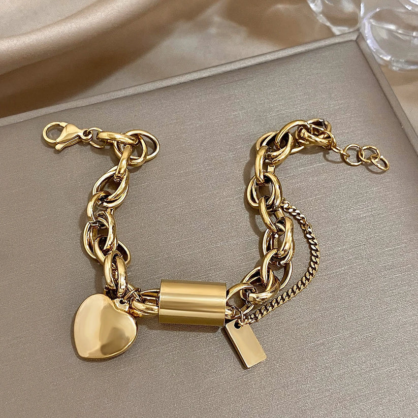 Pulsera ancha de oro