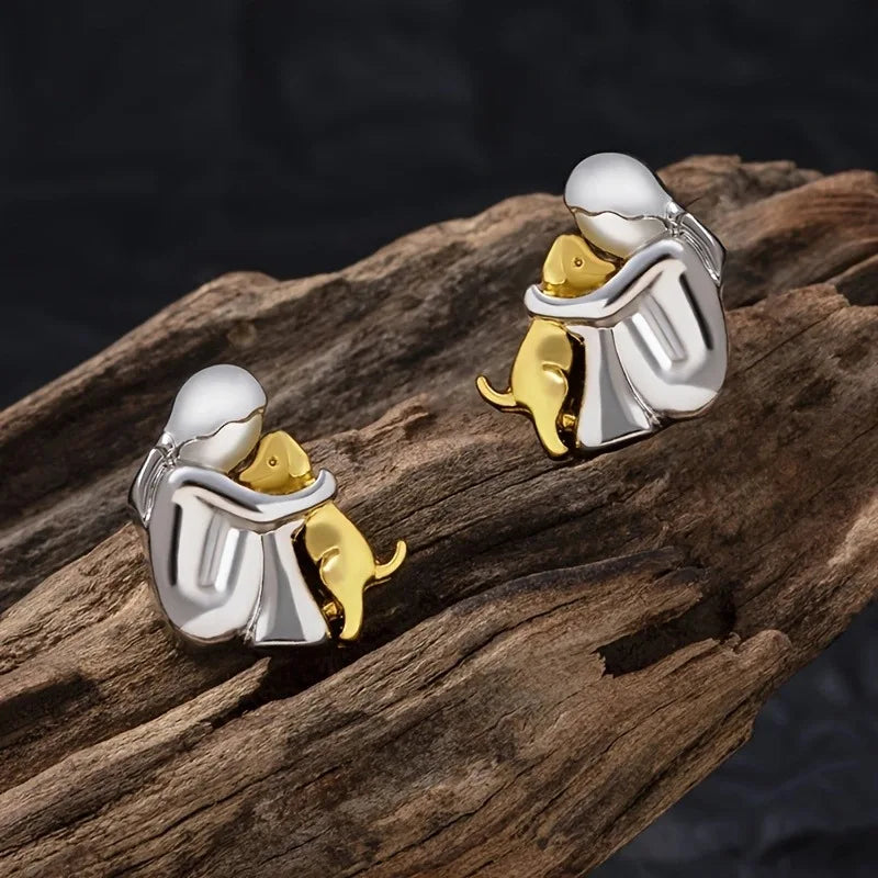 Pendientes Huggies bicolor plata y oro