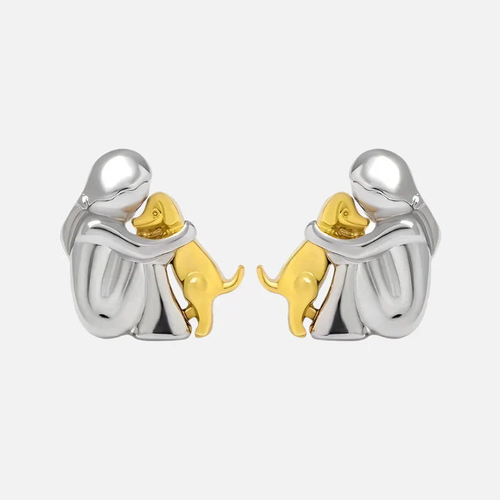 Pendientes Huggies bicolor plata y oro