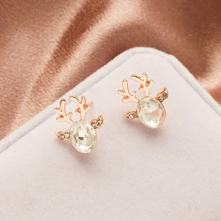 Pendientes festivos de cristal en forma de reno