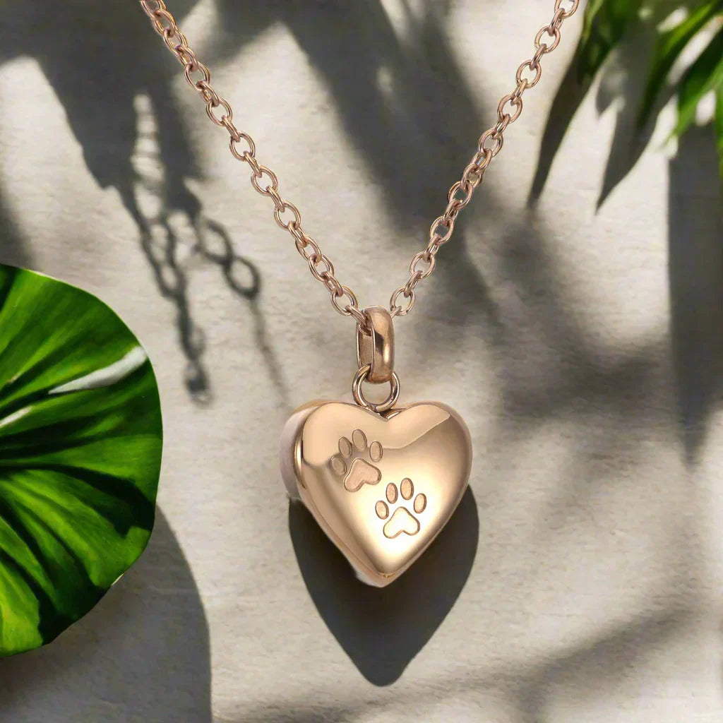 Collar conmemorativo para mascotas - Colgante de corazón con grabado de huella