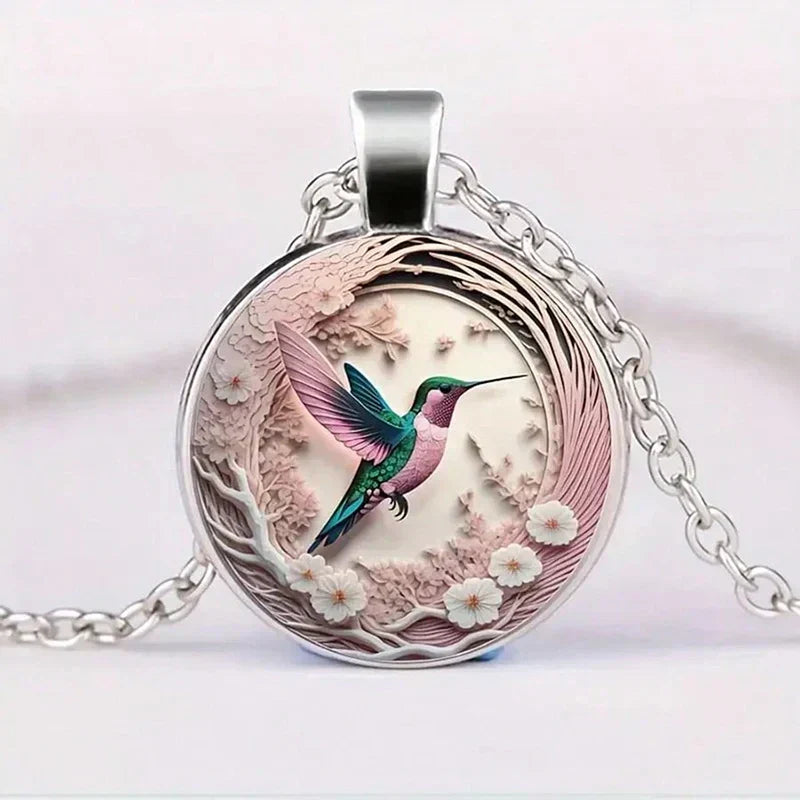 Colgante colibrí con cúpula de vidrio