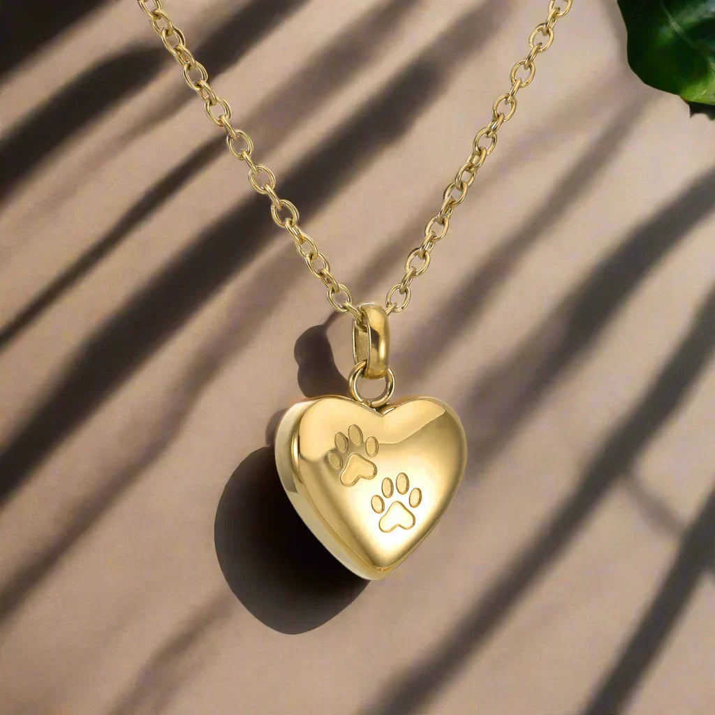 Collar conmemorativo para mascotas - Colgante de corazón con grabado de huella